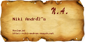 Niki András névjegykártya
